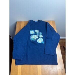 90s Y2K children’s kids girls vintage blue flower sweate Sun valley - size small